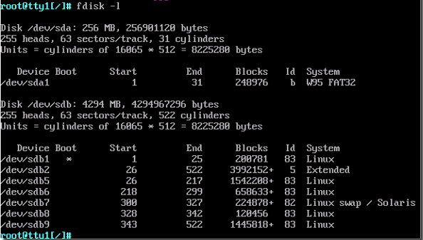 fdisk partition list